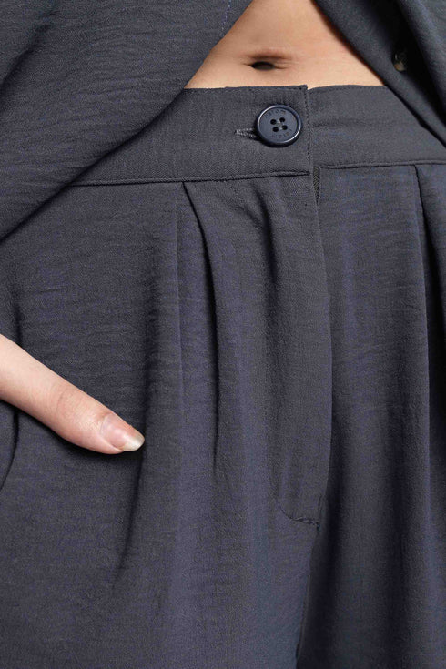 The Charcoal Wide Leg Pleated Trousers